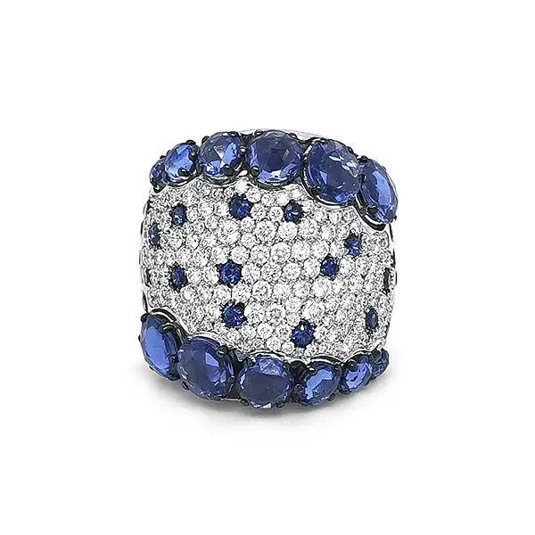 Zlatý Prsten Crivelli se Safíry a Diamanty