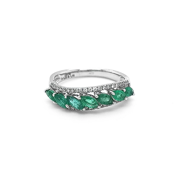 Gold Ring with Emeralds and Diamonds
