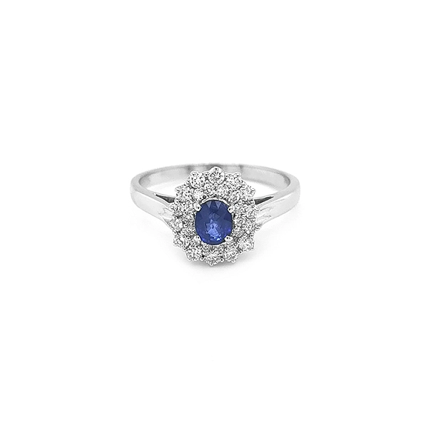 Gold Ring with Sapphire and Diamonds