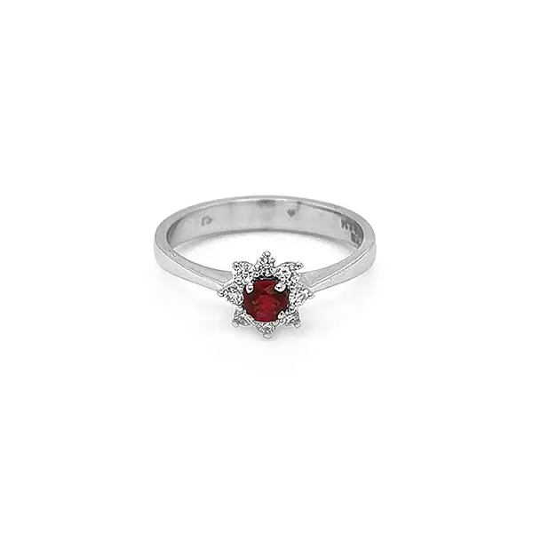 Zlatý Prsten s Rubínem a Diamanty