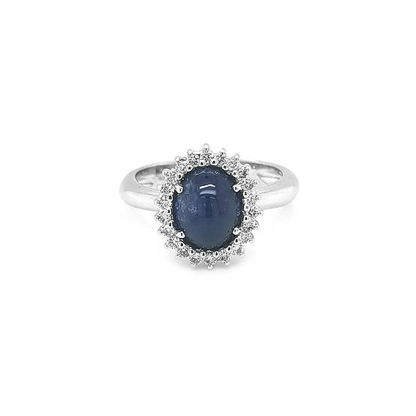 Gold Ring with Sapphire and Diamonds