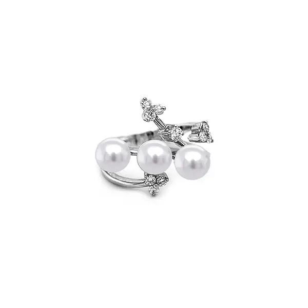 Zlatý Prsten Přírodní Perly a Diamanty