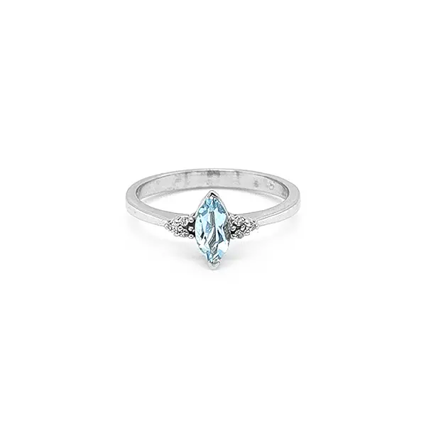 Zlatý Prsten s Akvamarínem a Diamanty