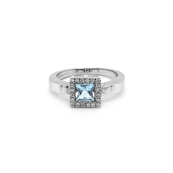 Gold Ring with Blue Topaz and Diamonds