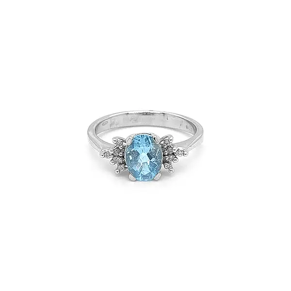 Zlatý Prsten s Akvamarínem a Diamanty
