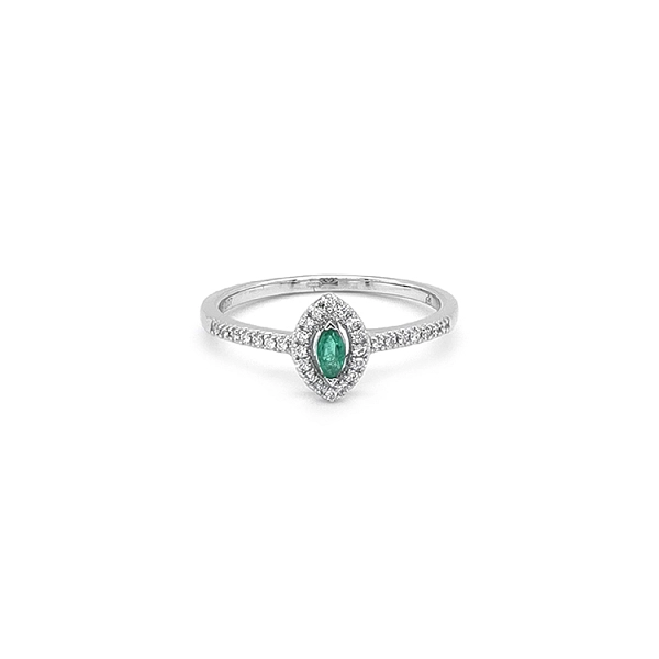 Emerald ring with white gold diamonds