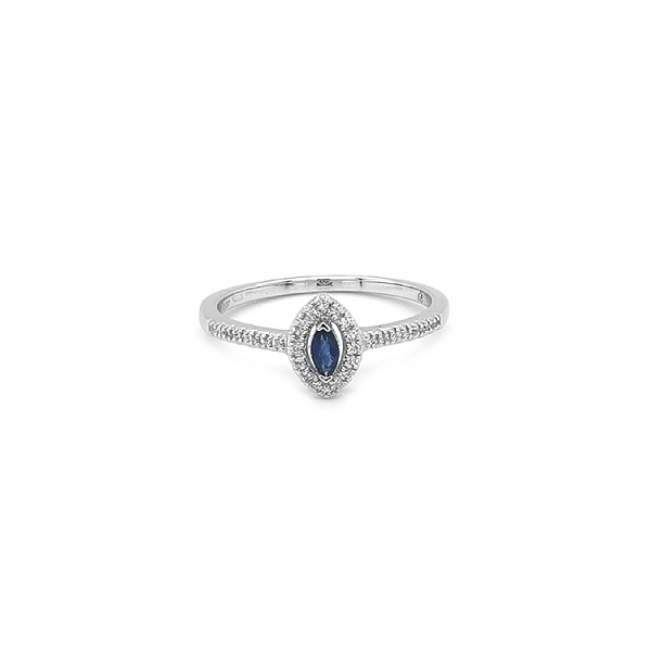 Gold ring with sapphire and diamonds