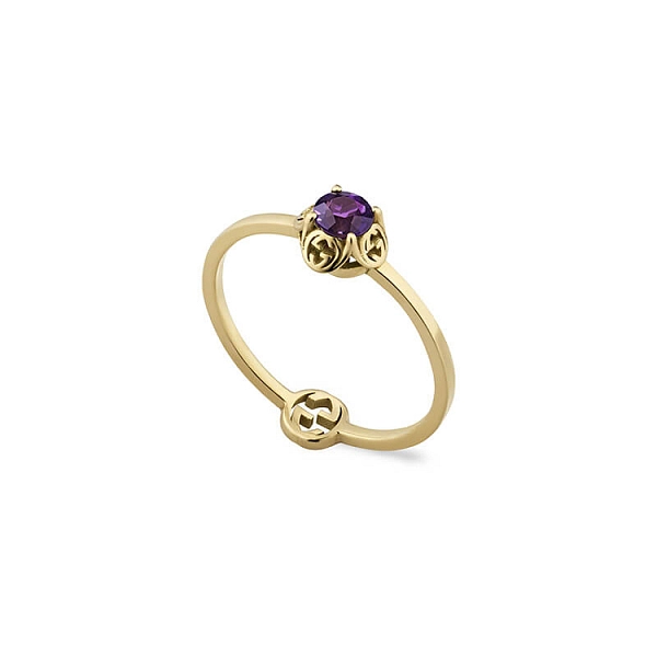 Zlatý Prsten Gucci Interlocking G Amethyst YBC662428003014
