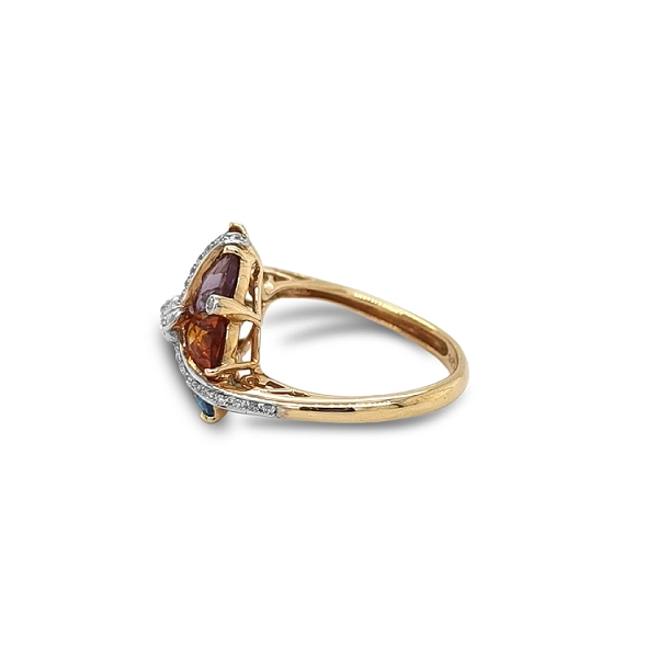 Gold Ring Colored Semi Precious Stones