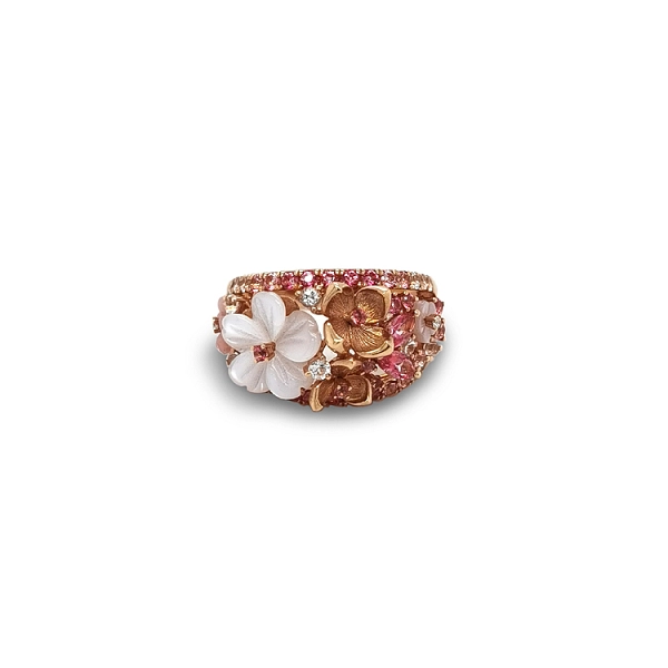 Gold Ring with Diamonds and Semi Precious Stones