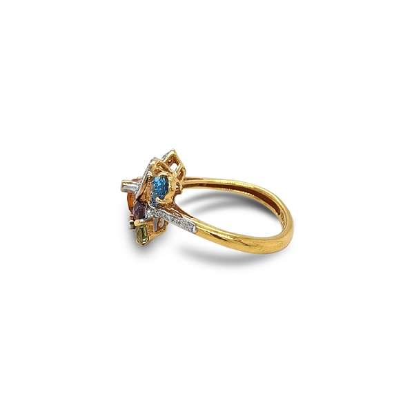 Gold Ring Semi precious stones and Diamonds