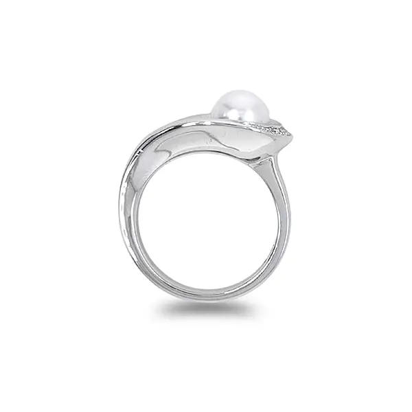 Zlatý Prsten Přírodní Perla a Diamanty