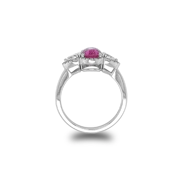 Gold Ring with Pink Sapphire and Diamonds
