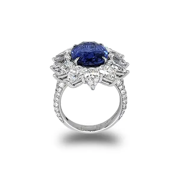 Zlatý Prsten se Safírem a Diamanty