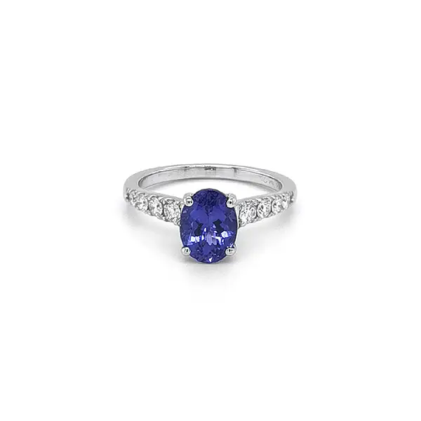 Zlatý Prsten s Tanzanitem a Diamanty