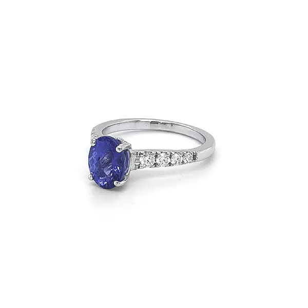 Zlatý Prsten s Tanzanitem a Diamanty