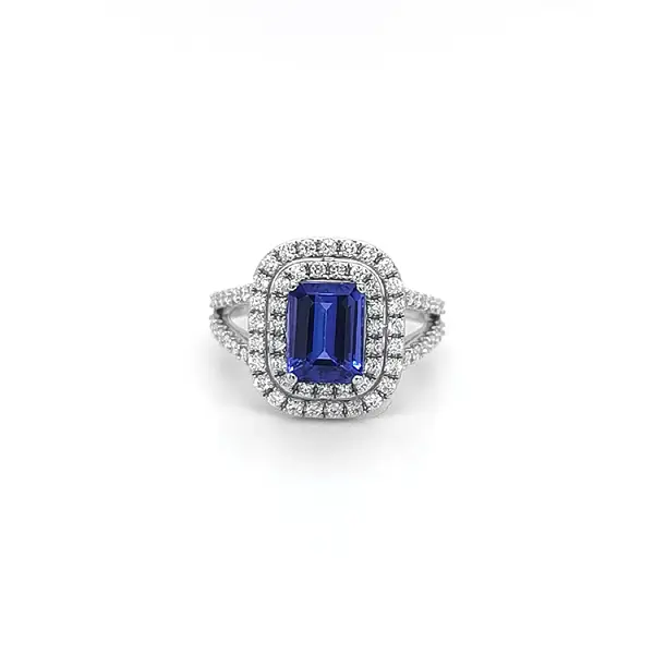 Zlatý Prsten s Tanzanitem a Diamanty