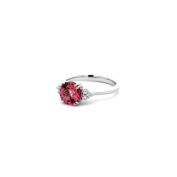 Zlatý Prsten Růžový Turmalín a Diamanty