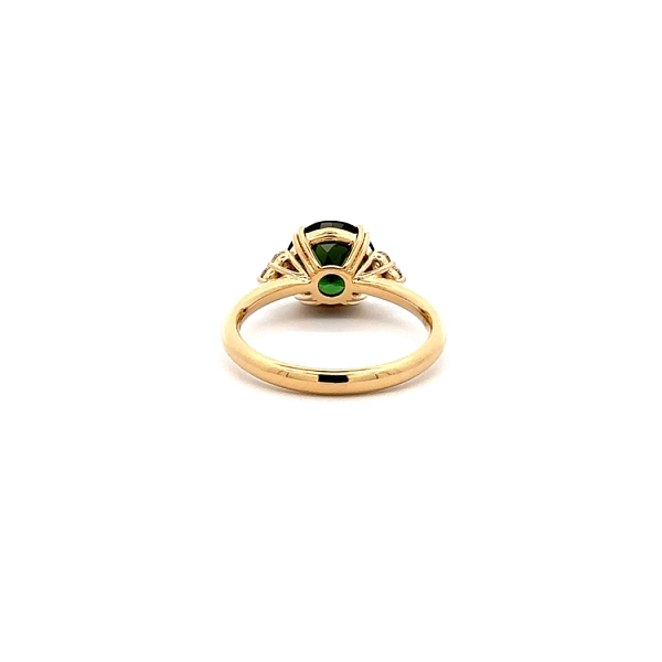 Gold Ring Green Tourmaline and Diamonds
