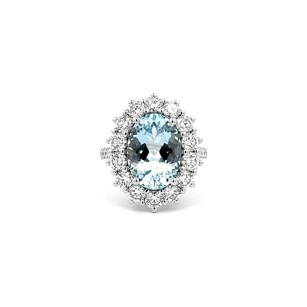 Golden Aquamarine and Diamond Ring