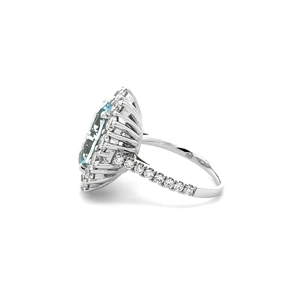 Golden Aquamarine and Diamond Ring