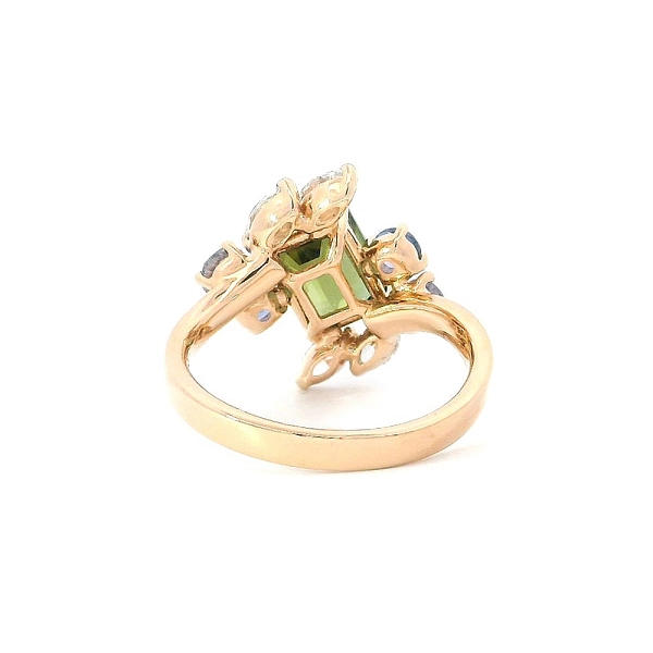 Ring Elegance of Nature - Tourmaline in Combination with Sapphires and Diamonds