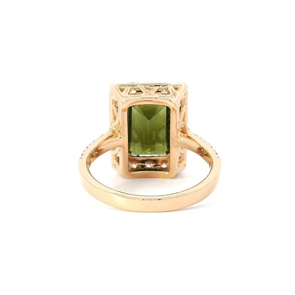 Ring Natural Elegance of Green Tourmaline and Diamonds