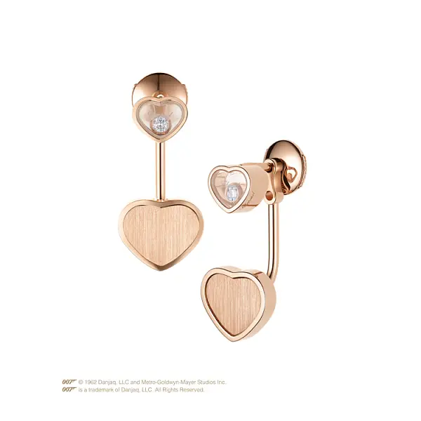 Zlaté Náušnice Chopard Happy Hearts Golden Hearts James Bond 007 83A007-5021