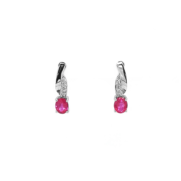 Gold Earrings with Rubies and Diamonds