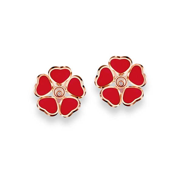 Gold Earrings Chopard Happy Hearts Flowers 84A085-5811