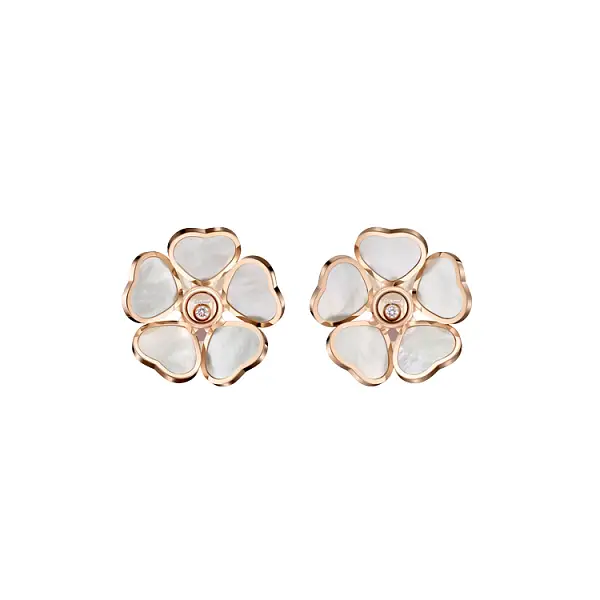Zlaté Náušnice Chopard Happy Hearts Flower 84A085-5301