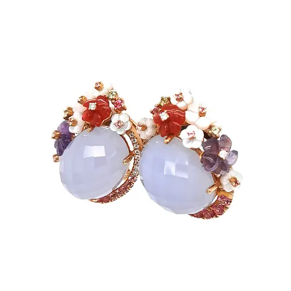 Zlaté Náušnice Polodrahokamy a Diamanty