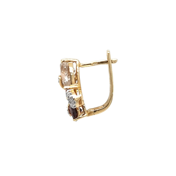 Gold Earrings Semi precious stones and Diamonds