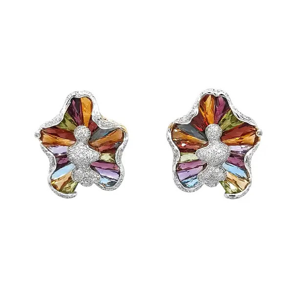 Zlaté Náušnice Polodrahokamy a Diamanty