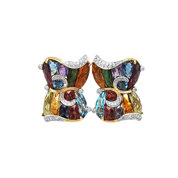 Zlaté Náušnice Polodrahokamy a Diamanty