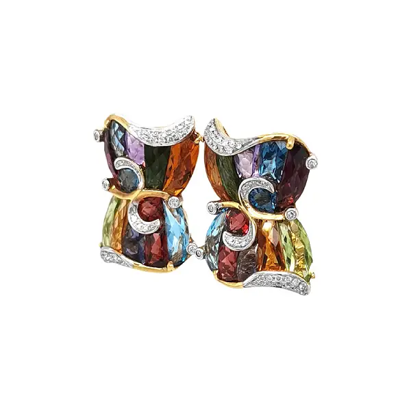 Zlaté Náušnice Polodrahokamy a Diamanty