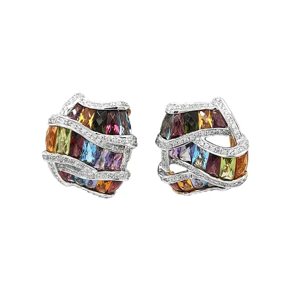 Zlaté Náušnice Polodrahokamy a Diamanty