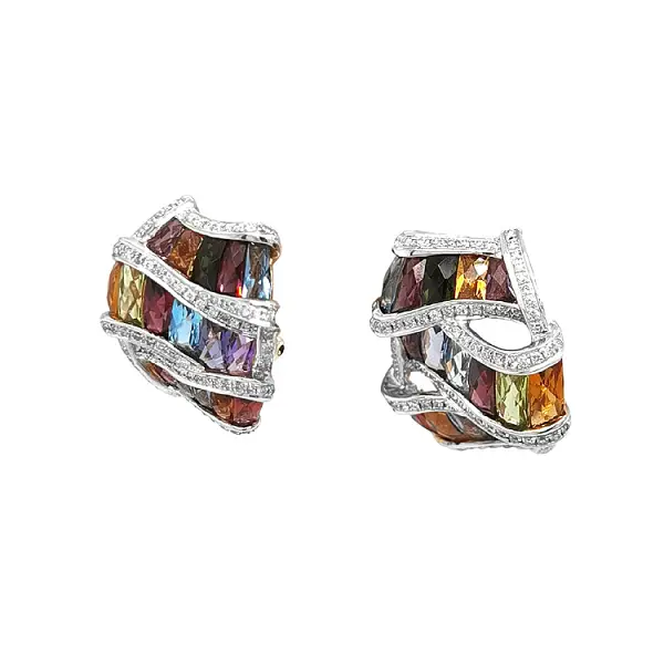 Zlaté Náušnice Polodrahokamy a Diamanty