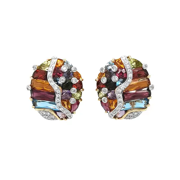 Zlaté Náušnice Polodrahokamy a Diamanty