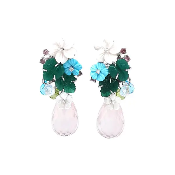 Zlaté Náušnice Polodrahokamy a Diamanty