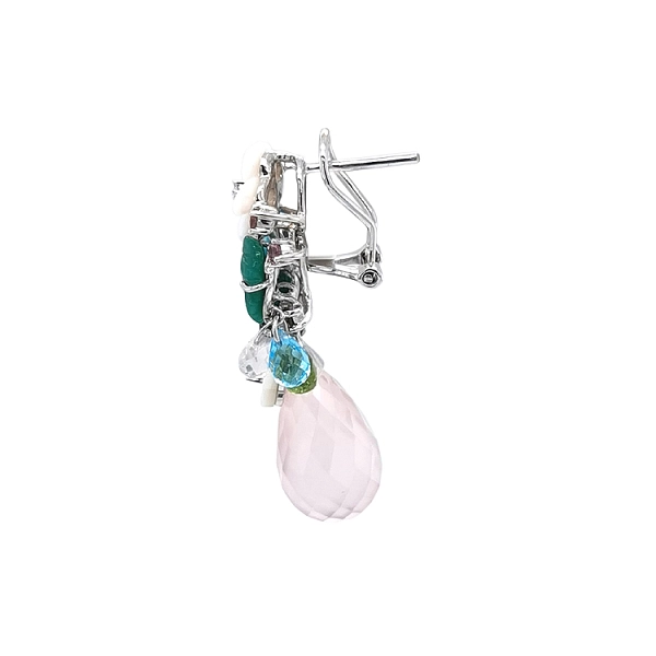 Gold Earrings Semi precious stones and Diamonds