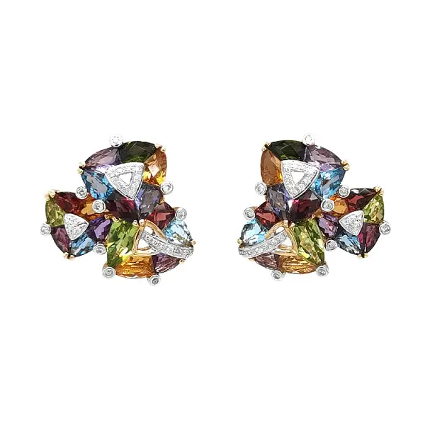 Zlaté Náušnice Polodrahokamy a Diamanty