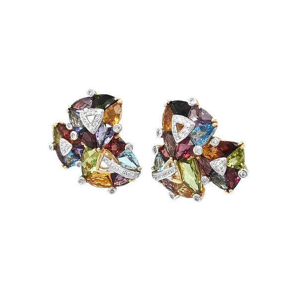 Zlaté Náušnice Polodrahokamy a Diamanty