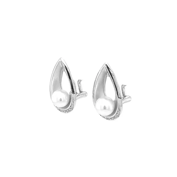 Zlaté Náušnice Přírodní Perly a Diamanty