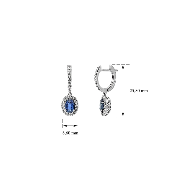Zlaté Náušnice Safír a Diamanty