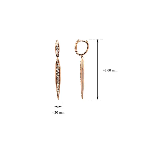 Zlaté Visací Náušnice Diamanty