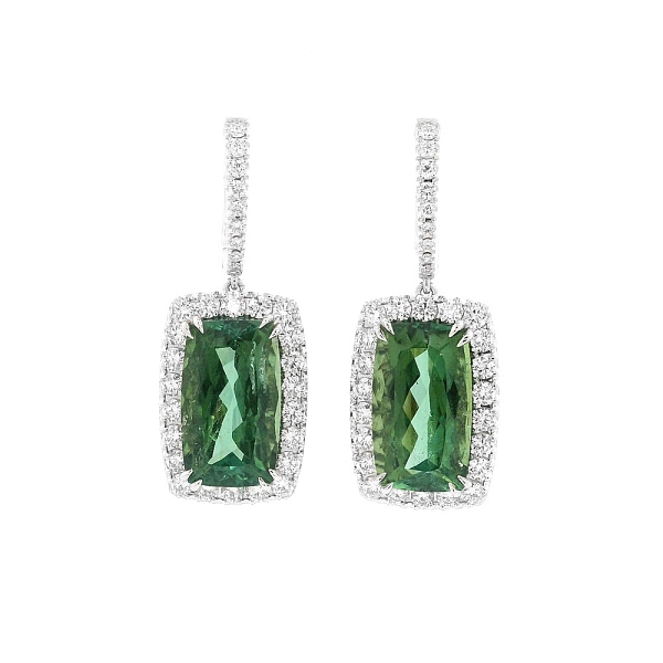 Elegance Zelených Turmalínů v Kombinaci s Diamanty