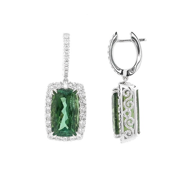 Elegance Zelených Turmalínů v Kombinaci s Diamanty