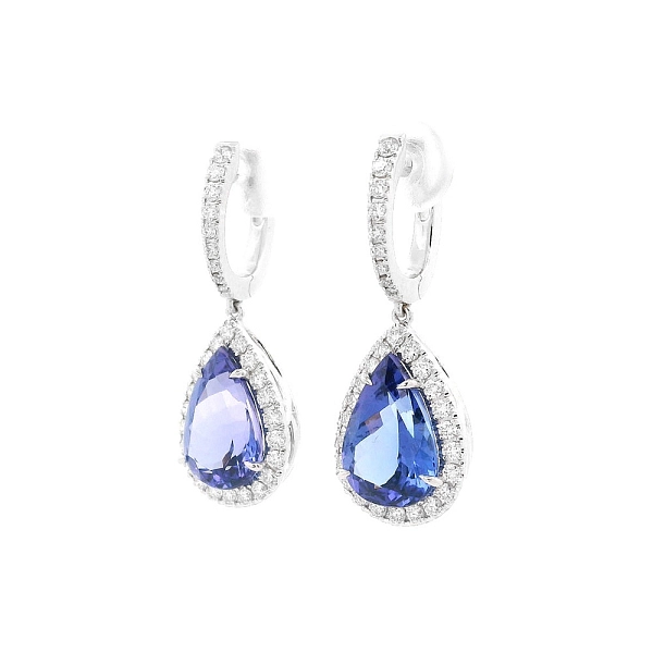 Luxury Earrings with Blue Tanzanites and Diamonds