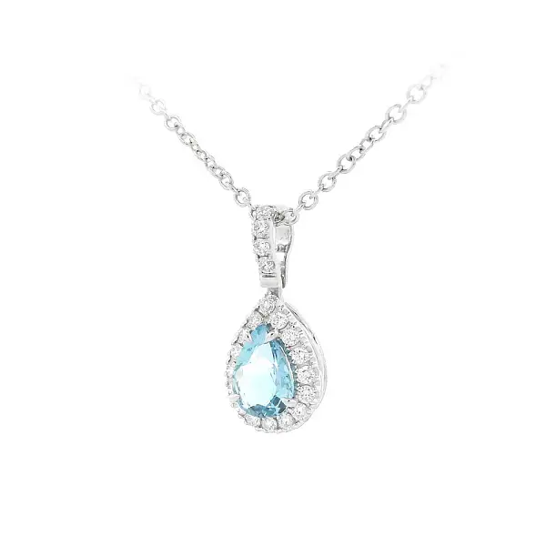 Luxusní Náhrdelník s Akvamarínem v Kombinaci s Diamanty